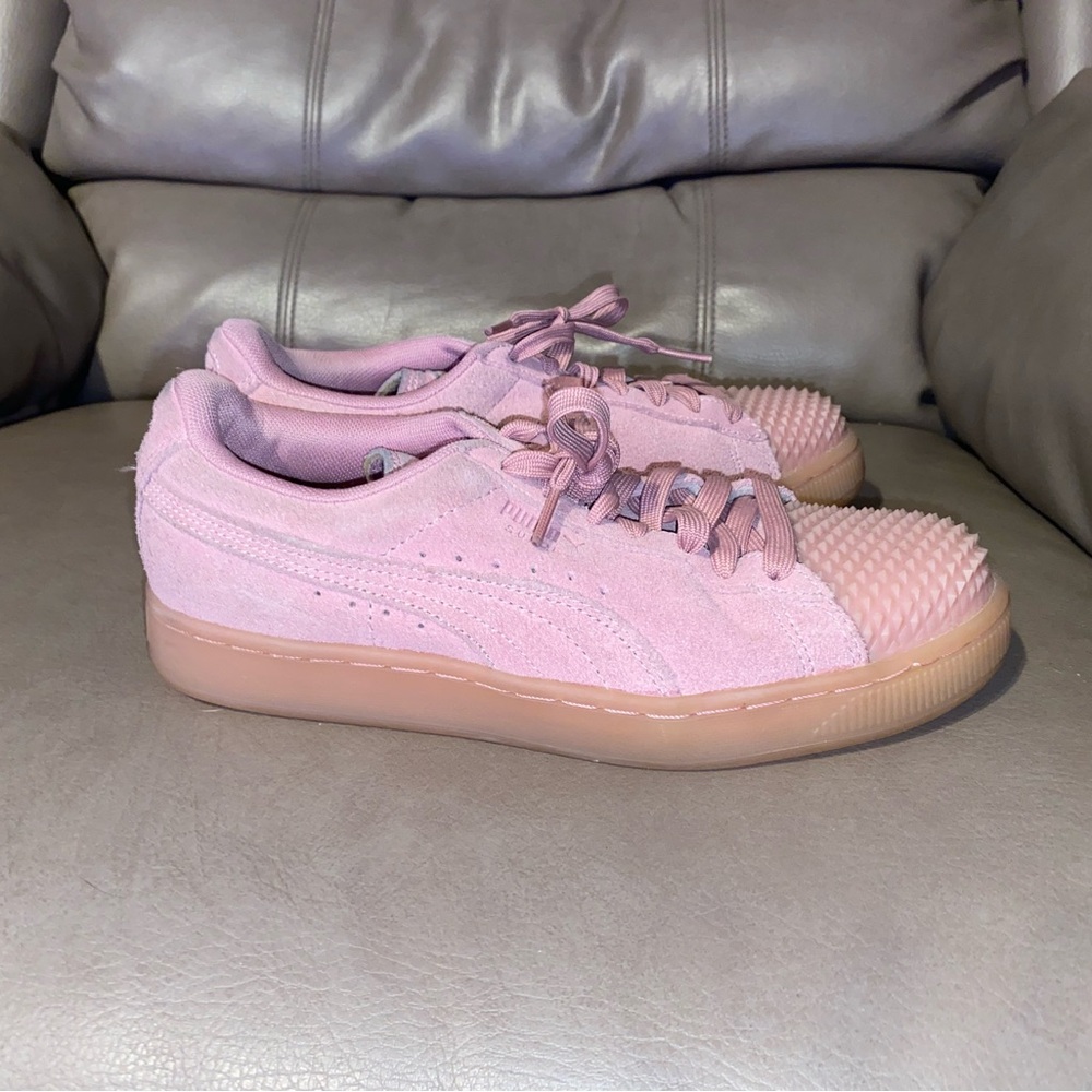 pink women’s adidas spike accent on toe